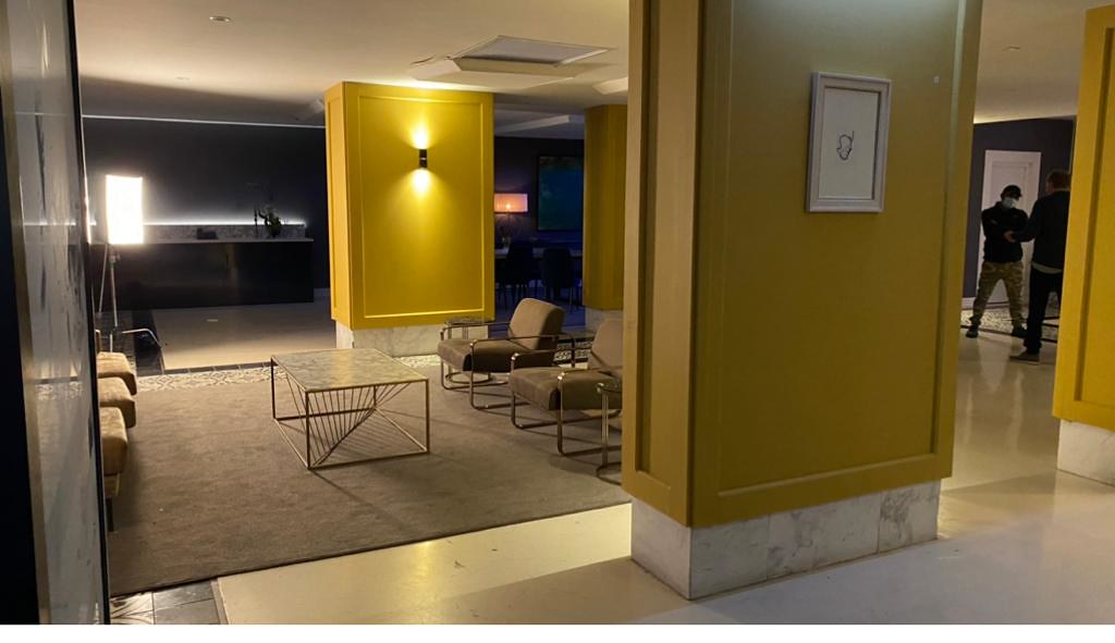 WB feature - penthouse set build for action stunt where most gets destroyed by bullets then fire