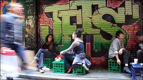 TVC Street scene created with dressing and graffiti added